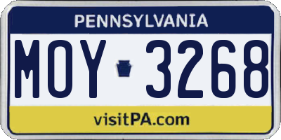 PA license plate MOY3268