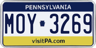 PA license plate MOY3269