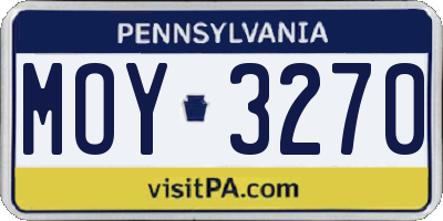 PA license plate MOY3270