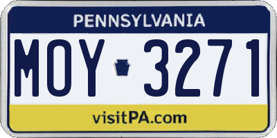 PA license plate MOY3271