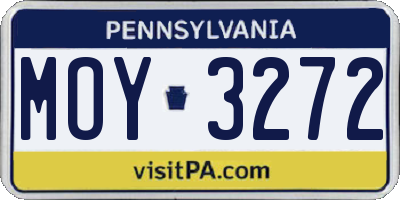 PA license plate MOY3272