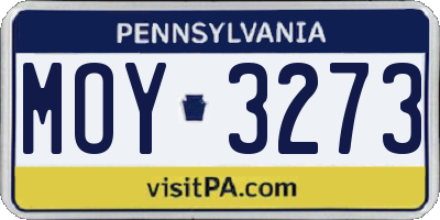 PA license plate MOY3273