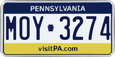 PA license plate MOY3274