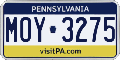 PA license plate MOY3275