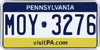 PA license plate MOY3276