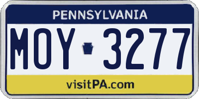 PA license plate MOY3277