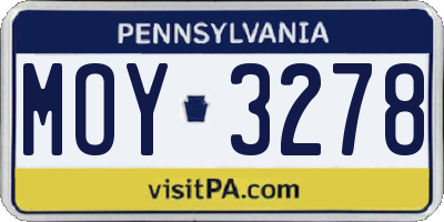 PA license plate MOY3278