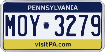 PA license plate MOY3279