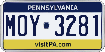 PA license plate MOY3281