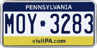 PA license plate MOY3283