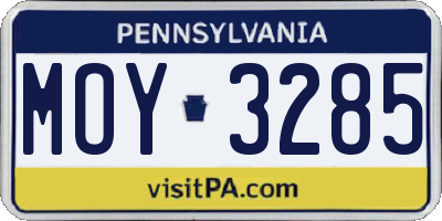 PA license plate MOY3285