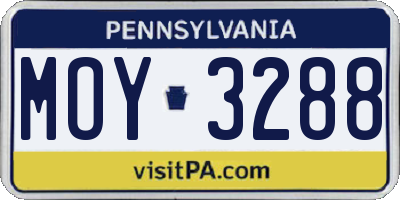 PA license plate MOY3288