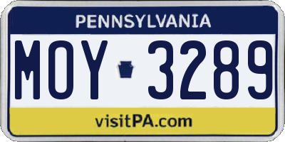 PA license plate MOY3289