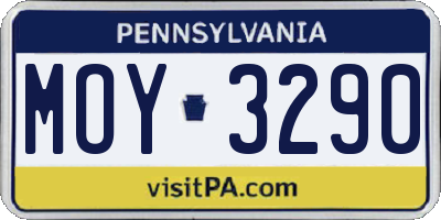 PA license plate MOY3290