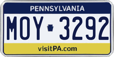 PA license plate MOY3292
