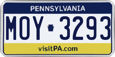PA license plate MOY3293