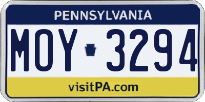 PA license plate MOY3294