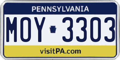 PA license plate MOY3303