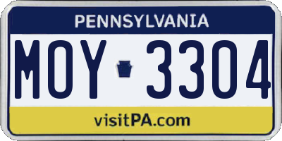 PA license plate MOY3304