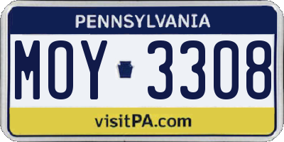 PA license plate MOY3308