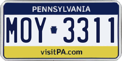 PA license plate MOY3311