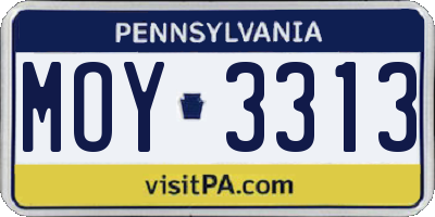 PA license plate MOY3313