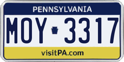 PA license plate MOY3317