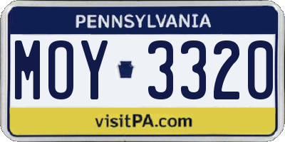 PA license plate MOY3320
