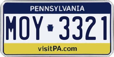 PA license plate MOY3321