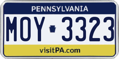 PA license plate MOY3323