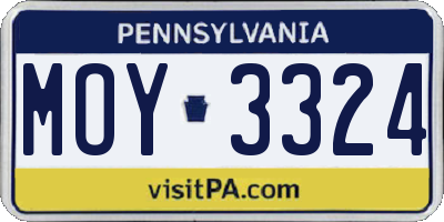 PA license plate MOY3324
