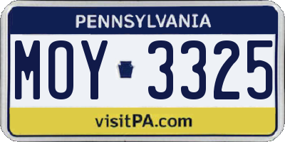 PA license plate MOY3325