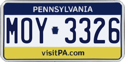 PA license plate MOY3326