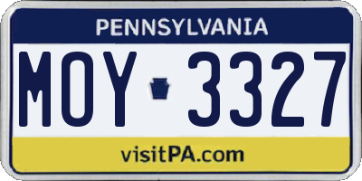 PA license plate MOY3327