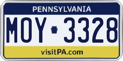 PA license plate MOY3328