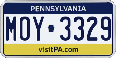 PA license plate MOY3329