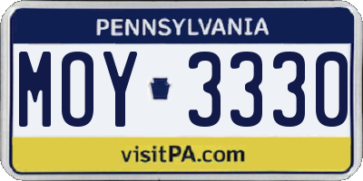 PA license plate MOY3330