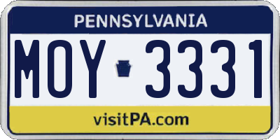 PA license plate MOY3331