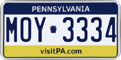 PA license plate MOY3334