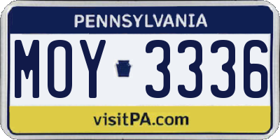 PA license plate MOY3336