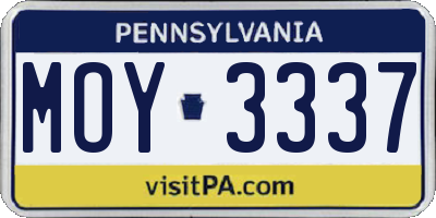 PA license plate MOY3337