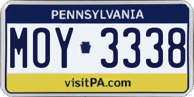 PA license plate MOY3338