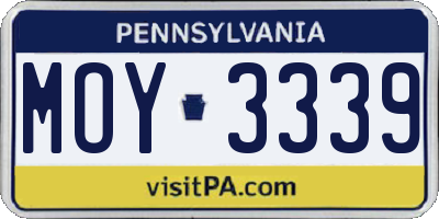 PA license plate MOY3339