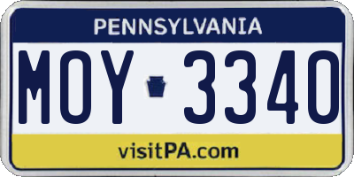 PA license plate MOY3340