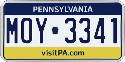 PA license plate MOY3341