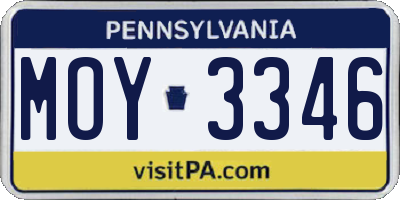 PA license plate MOY3346