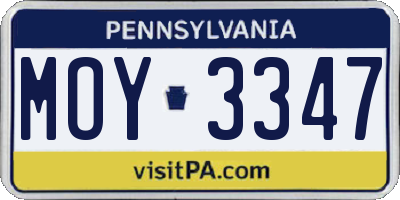 PA license plate MOY3347