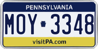 PA license plate MOY3348