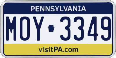 PA license plate MOY3349