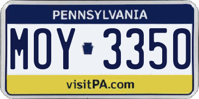 PA license plate MOY3350